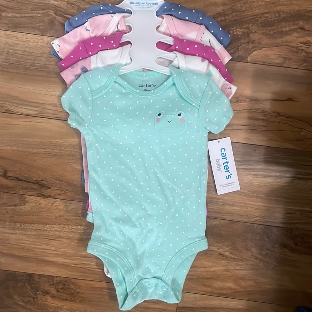 Carter’s 5 pack onesies, short sleeve, 3 months, NWT